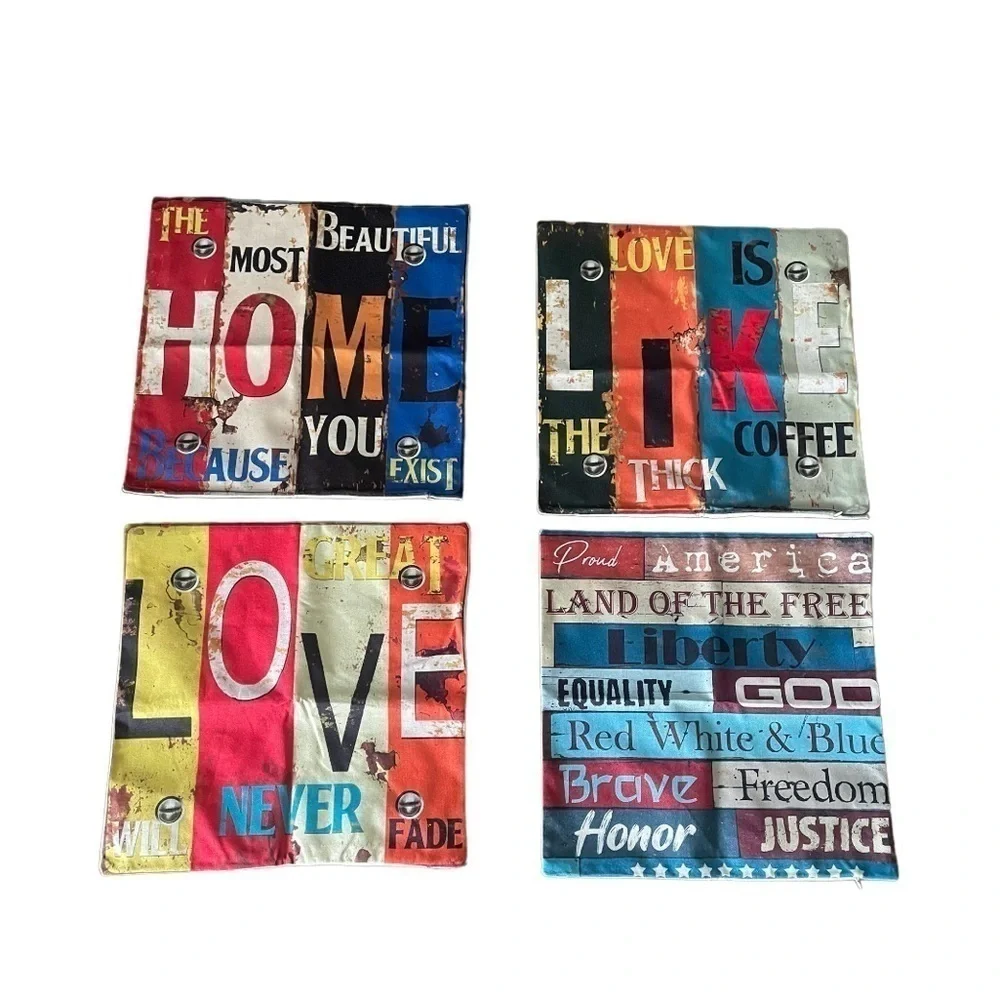 RUSTIC Home,Love, like, freedom cushion throw covers 4 pack multicolor